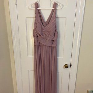 Mesh Long Bridesmaid Dress with Crisscross Back in Quartz